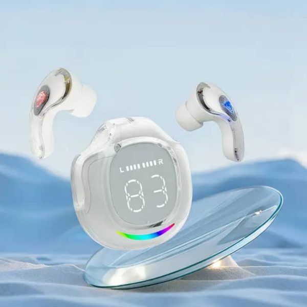 Stylish Transparent Smart Digital Display Earbuds